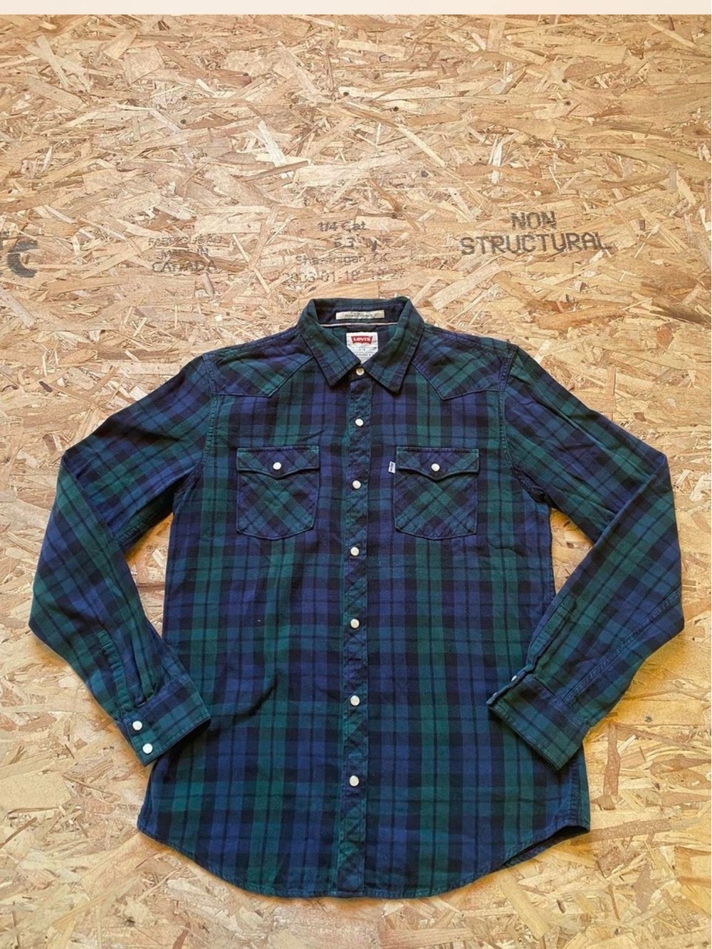 Levi's Blue and Green Plaid Button-Down Shirt